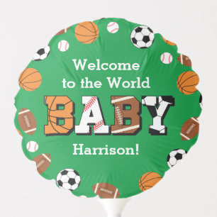 Sports Baby Shower Co-ed Green Gender Neutral Balloon