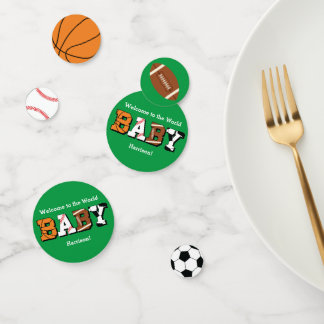 Sports Baby Shower Co-ed Green Gender Neutral Confetti