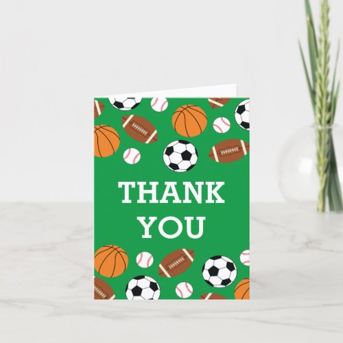 Sports Baby Shower Co_ed Green Gender Neutral Thank You Card