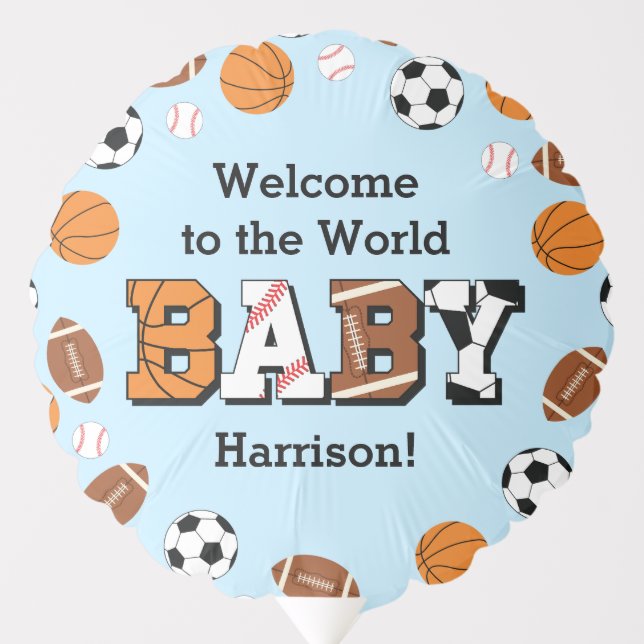 Sports Baby Shower Co-ed Theme Boy Blue Balloon (Front)