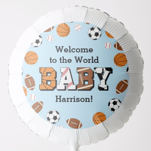 Sports Baby Shower Co_ed Theme Boy Blue Balloon
