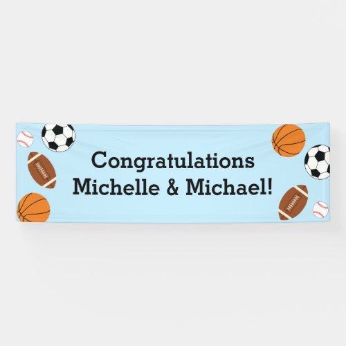 Sports Baby Shower Co_ed Theme Boy Blue Banner