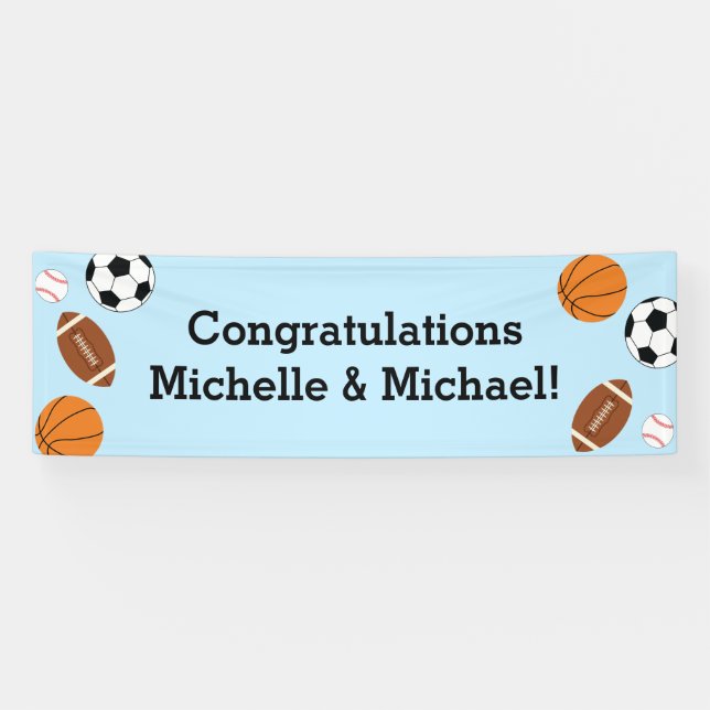 Sports Baby Shower Co-ed Theme Boy Blue Banner (Horizontal)