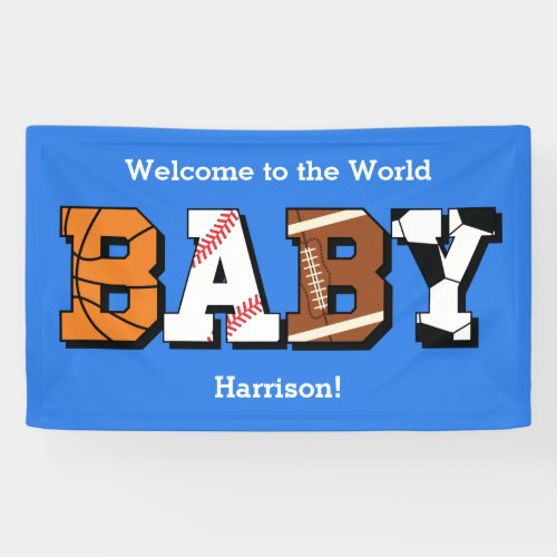 Sports Baby Shower Co_ed Theme Boy Blue Banner