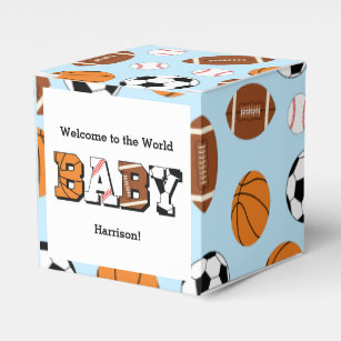 Sports Baby Shower Co Ed Theme Boy Blue Favor Box Zazzle Com