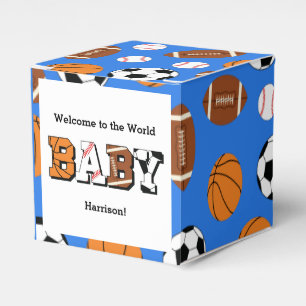 Sports Baby Shower Co-ed Theme Boy Blue Favor Boxes