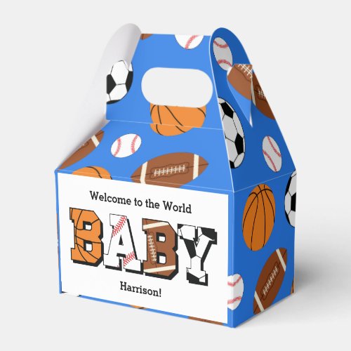 Sports Baby Shower Co_ed Theme Boy Blue Favor Boxes