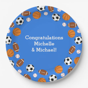 Sports Baby Shower Co-ed Theme Boy Blue Paper Plates