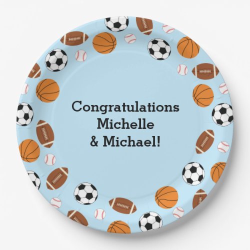 Sports Baby Shower Co_ed Theme Boy Blue Paper Plates