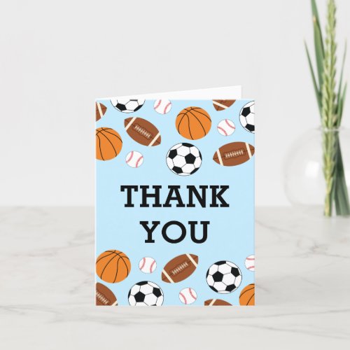 Sports Baby Shower Co_ed Theme Boy Blue Thank You Card