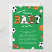 Sports Baby Shower Co-ed Theme Invitation (Front)