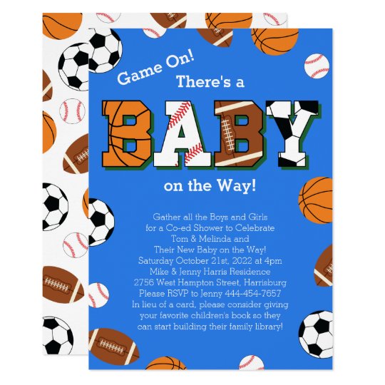 Sports Baby Shower Co-ed Theme Invitation | Zazzle.com