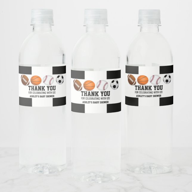 Sports Baby Shower Favor Water Bottle Label (Bottles)