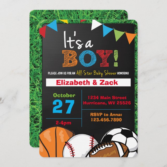 Sports Baby Shower Invitation (Front/Back)