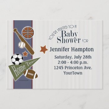 Sports Baby Shower Invitation by mybabybundles at Zazzle