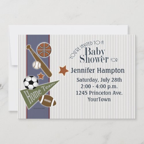 Sports Baby Shower Personalized Invite
