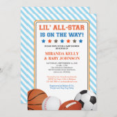 Sports Baby Shower Invitation, All Star Sports Invitation (Front/Back)