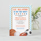 Sports Baby Shower Invitation, All Star Sports Invitation (Standing Front)