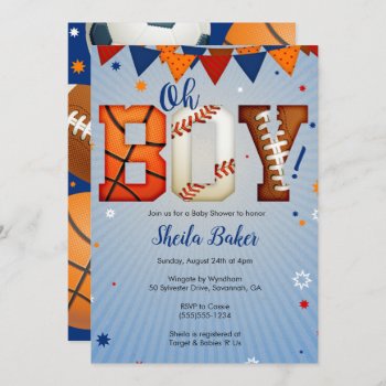 Sports Baby Shower Invitation - Sports All Star by WhirlibirdExpress at Zazzle