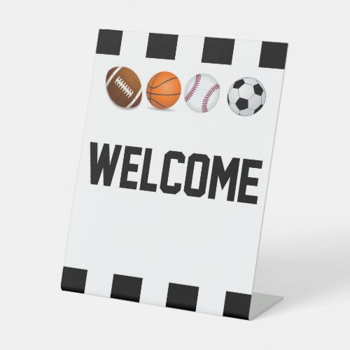 Sports Baby Shower Mini Welcome Pedestal Sign