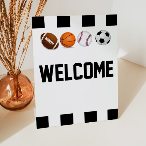 Sports Baby Shower Mini Welcome Pedestal Sign