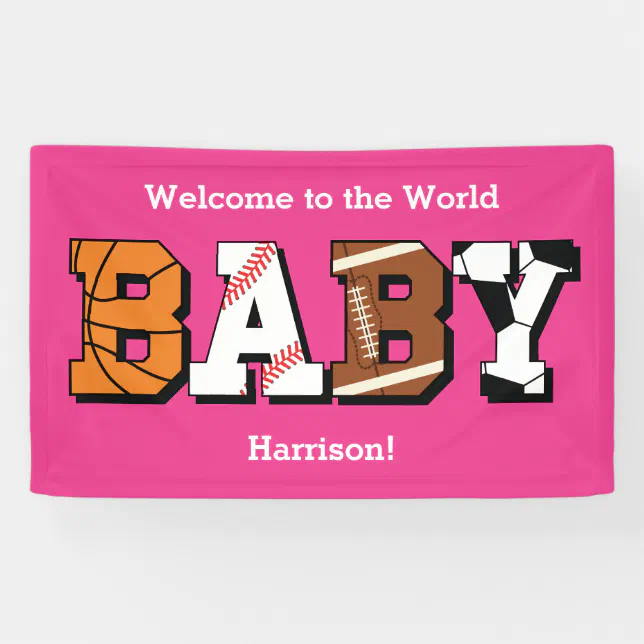 Sports Baby Shower Pink Girl Banner Zazzle