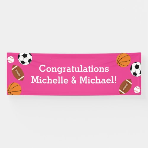 Sports Baby Shower Pink Girl Banner