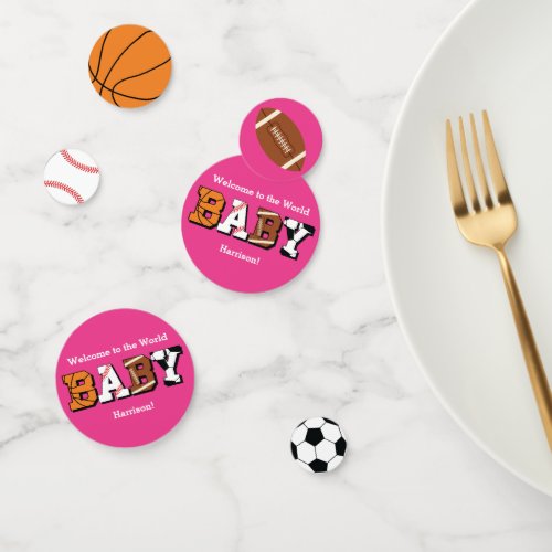Sports Baby Shower Pink Girl Confetti