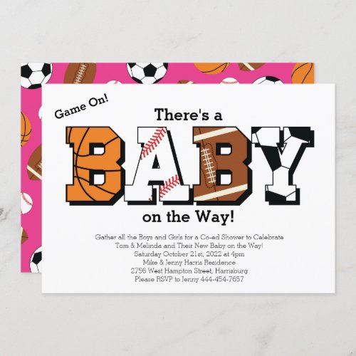 Sports Baby Shower Pink Girl Invitation