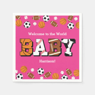 Sports Baby Shower Pink Girl Napkins