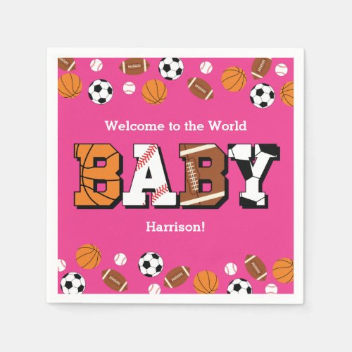 Sports Baby Shower Pink Girl Napkins