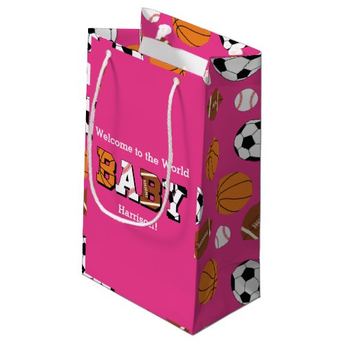 Sports Baby Shower Pink Girl Small Gift Bag