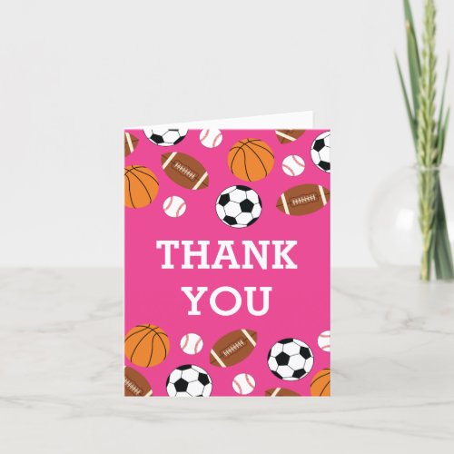 Sports Baby Shower Pink Girl Thank You Card