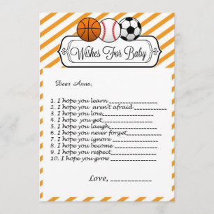 Sports Baby Shower Wishes for Baby Invitation