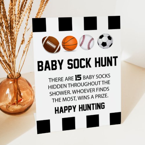 Sports Baby Sock Hunt Baby Shower Game Sign