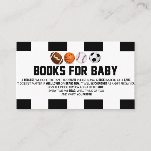 Sports Ball Baby Shower Books For Baby Card (Front)