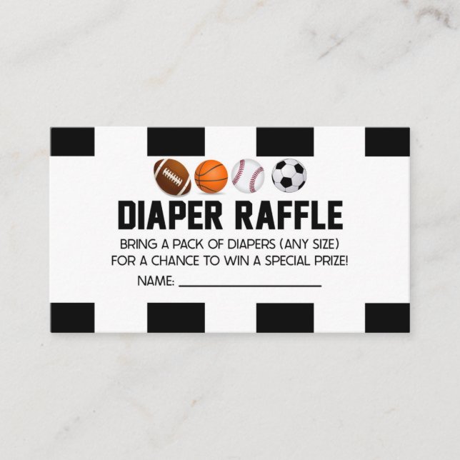 Sports Ball Baby Shower Diaper Raffle Card (Front)