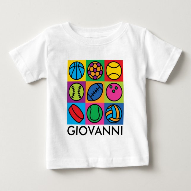 Sports Ball Checkerboard Baby T-Shirt (Front)