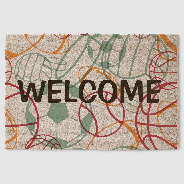 Sports Ball Design Coir DoorMat Fiber Doormat (Front)