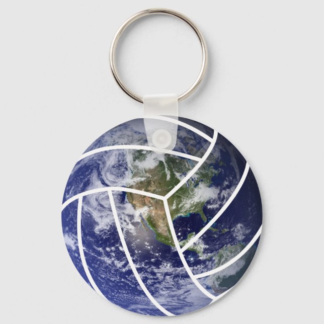 Sports ball Volleyball Earth  Keychain (Front)