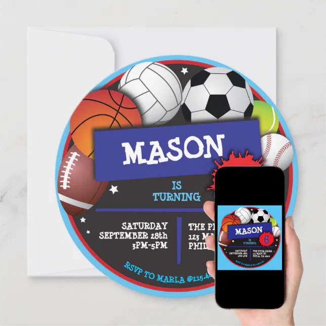SPORTS BALLS Birthday Party Invitation Zazzle