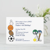 Sports Balls Birthday Party Invite for kids (Standing Front)