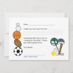 Sports Balls Birthday Party Thank you note