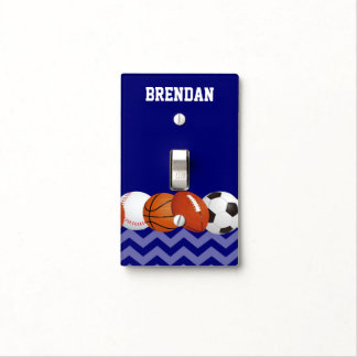 Sports Balls Blue Personalized Light Switch Cover