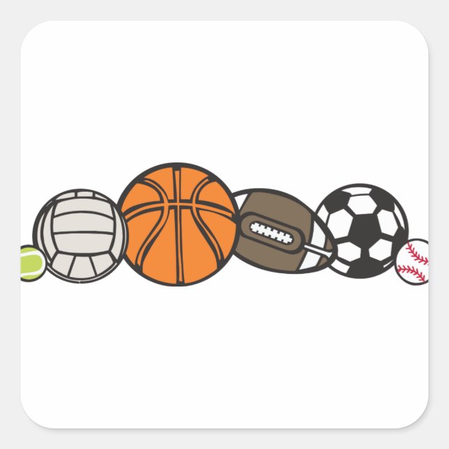 Sports Balls Border Square Sticker (Front)