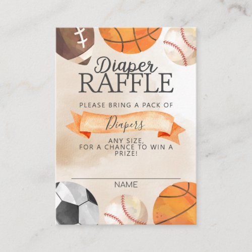 Sports Balls Diaper Raffle Card Insert