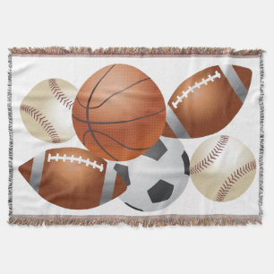 Sports Balls Gameday Season Teams Throw Blanket