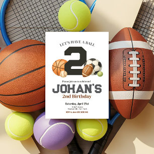 Sports balls Kids 2nd Birthday Party Invitation