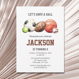 Sports Balls Let's Have a Ball All Sports Invitation