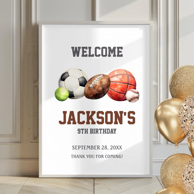 Sports Balls Let's Have a Ball Poster Welcome Sign (Creator Uploaded)
